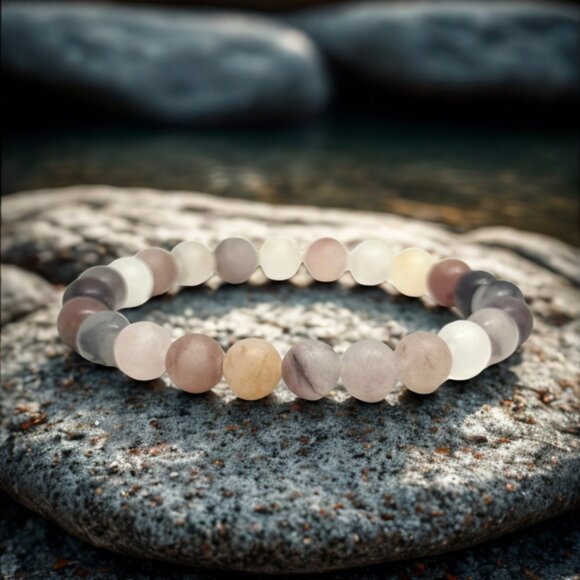 Violet Matte Agate Gemstone Bracelet | 8mm Handmade Crystal Jewelry - Picture 3 of 10